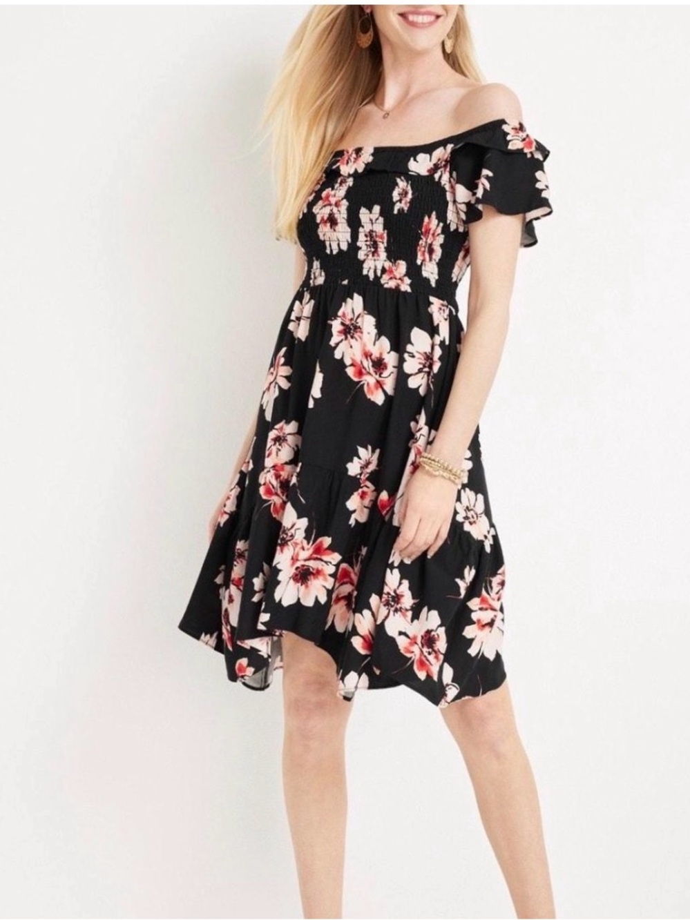 Maurice’s Women’s Black Floral Off-Shoulder Sundress